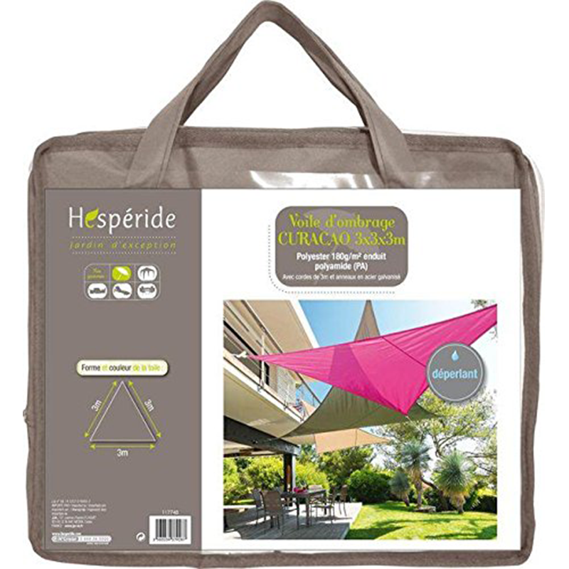 Toldo Triangular 5x5x5 m de Tela Impermeable - Color: Gris Tórtola