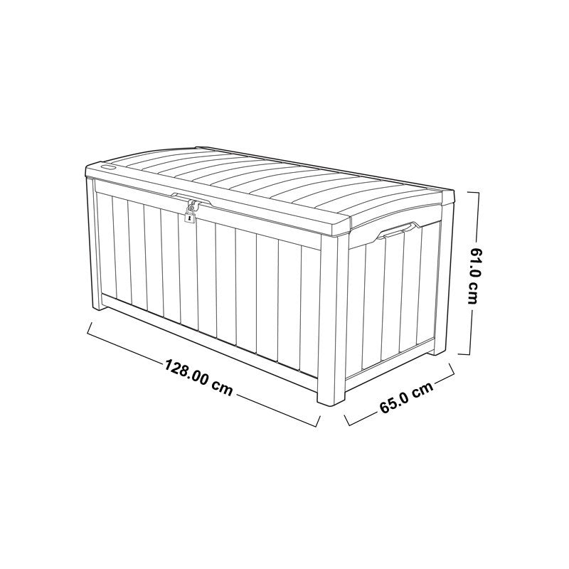 Baúl de resina efecto madera marrón GLENWOOD con tapa con cerradura 128x65xh.61 cm