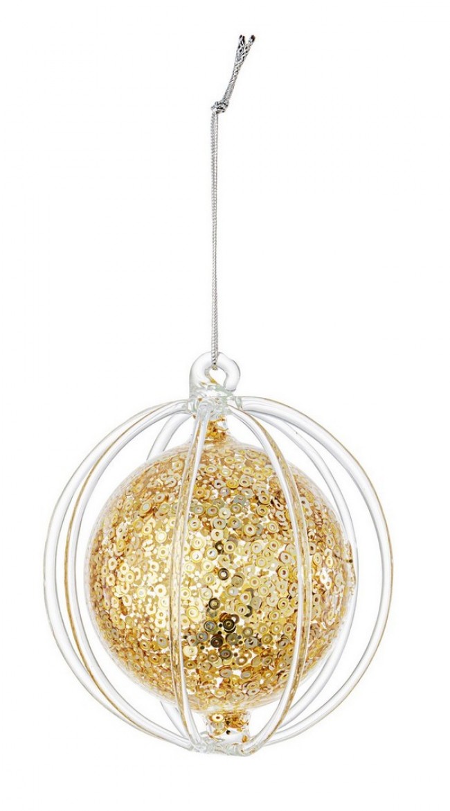 6x Esfera Vt Lentejuelas Doradas D9.2