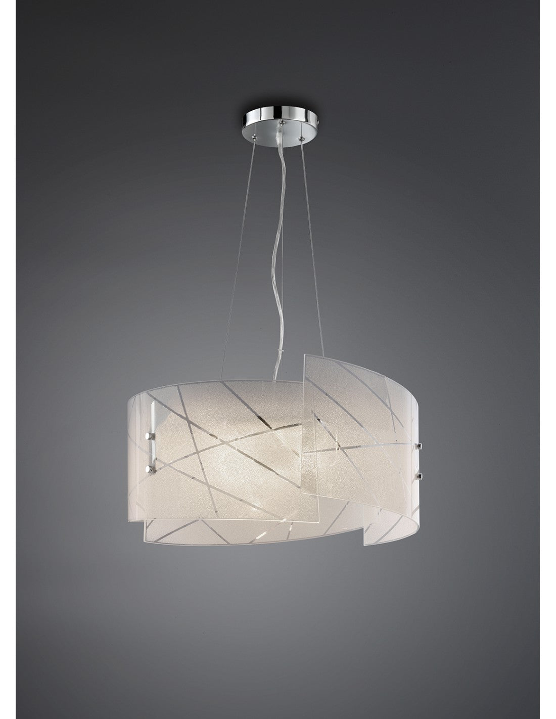 Sandrina Lámpara Colgante Cristal Graniglia Blanco 3xE27 Ø50 cm Trio Lighting