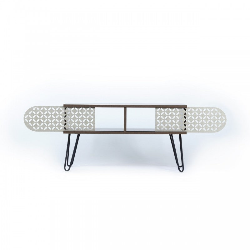 Mueble TV industrial urbano de nogal negro cm 106 x 30 x 48 h