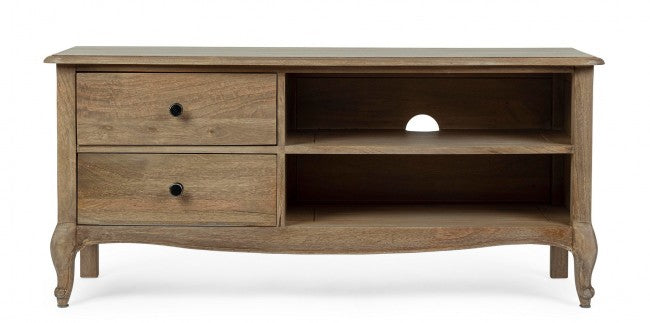 Mueble TV de madera de estilo clásico con 2 cajones