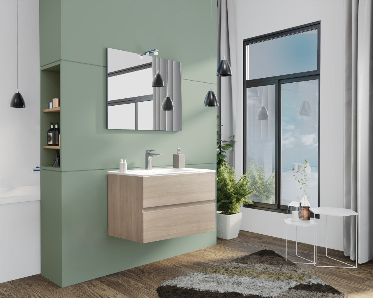 Mueble de baño cm. 80 Nuevo Roble Splash