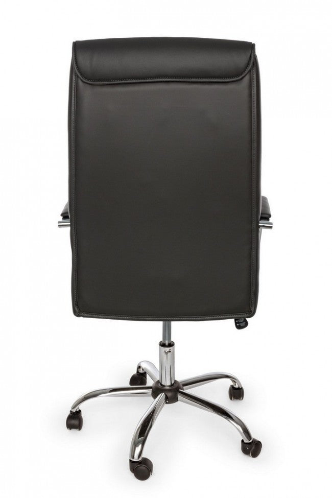 Sillón de oficina Queensland con reposabrazos en ecopiel gris oscuro