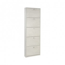 Zapatero delgado de cinco puertas blanco 63x18x h190 cm