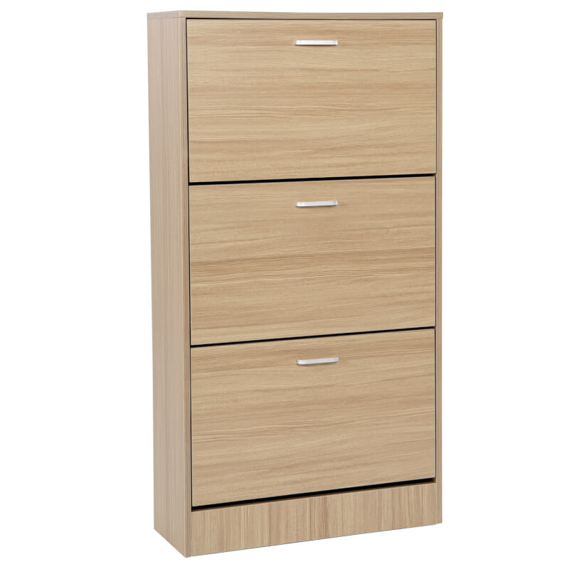 Zapatero de 3 puertas que ahorra espacio en color marrón