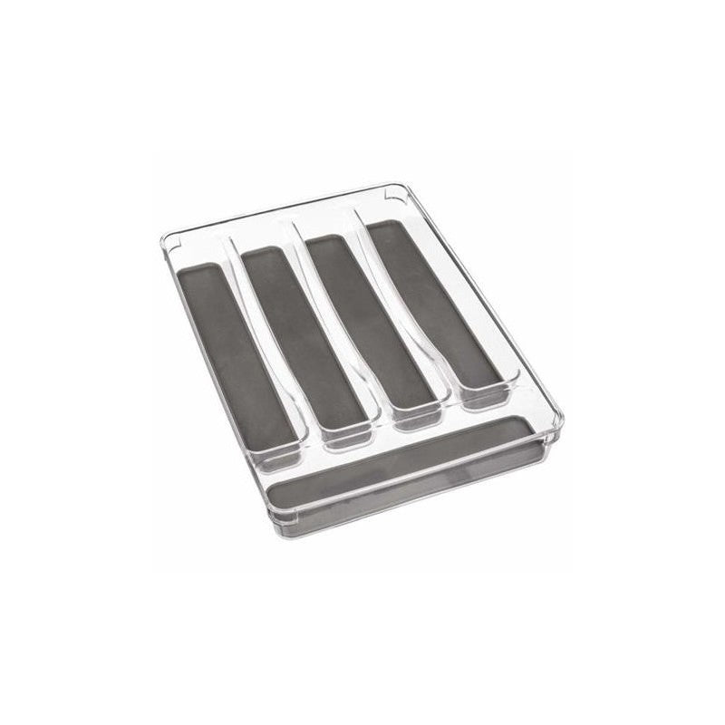 Organizador de cubiertos de goma con cinco compartimentos Gris Oscuro TIDYSMART 32,5x23,2 h4,5 cm