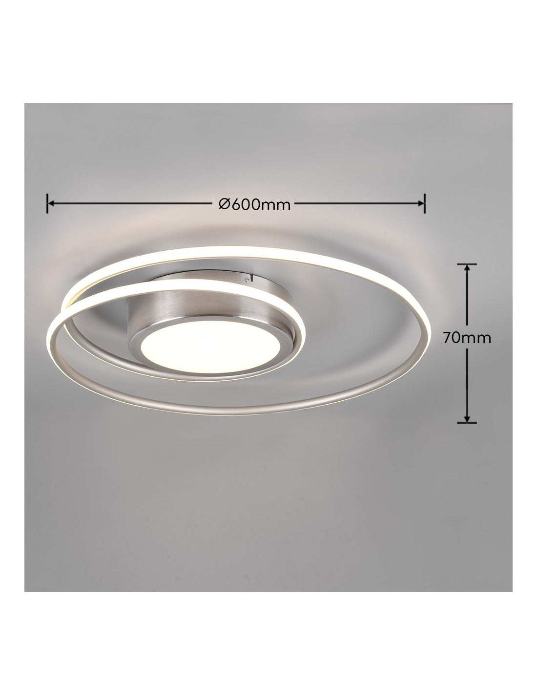 Lámpara de techo circular moderna Yava Nickel Led Dimmer Trio Lighting