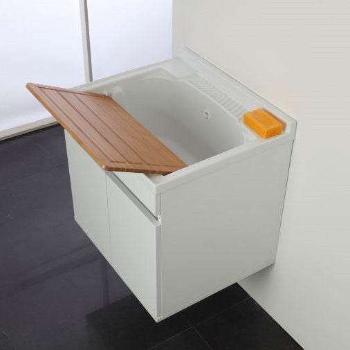 Fregadero suspendido con dos puertas Blanco 60x50x h61 cm