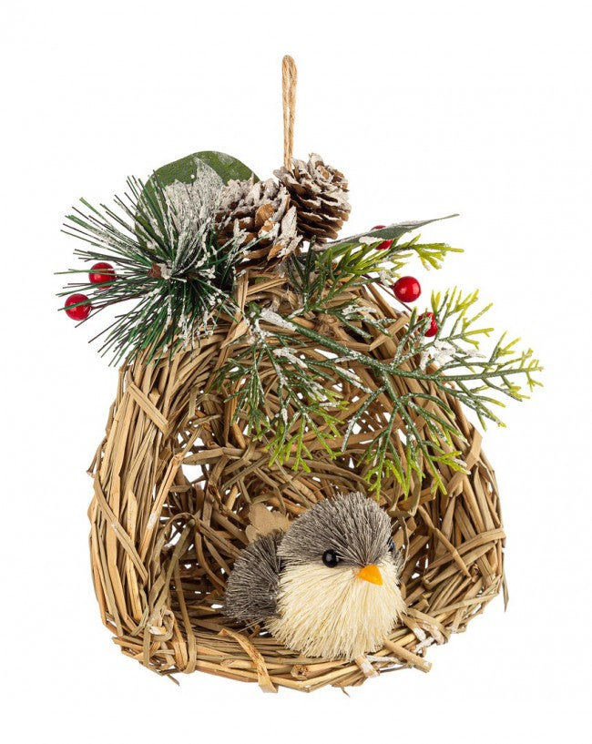 6x Colgante nido de pájaro C gris