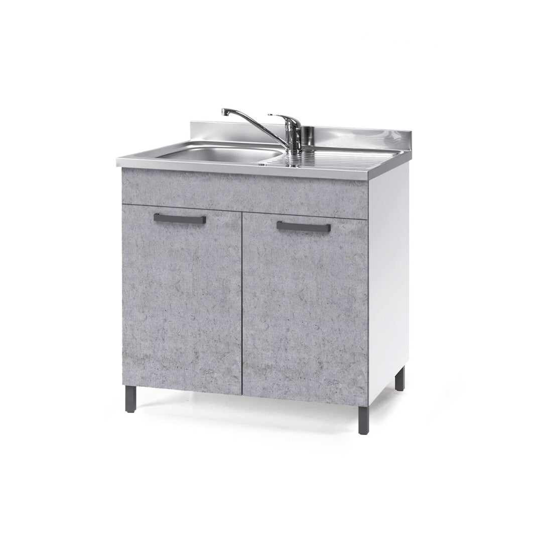 Bajo fregadero de cocina gris cemento con 2 puertas 80x50xH 85 cm