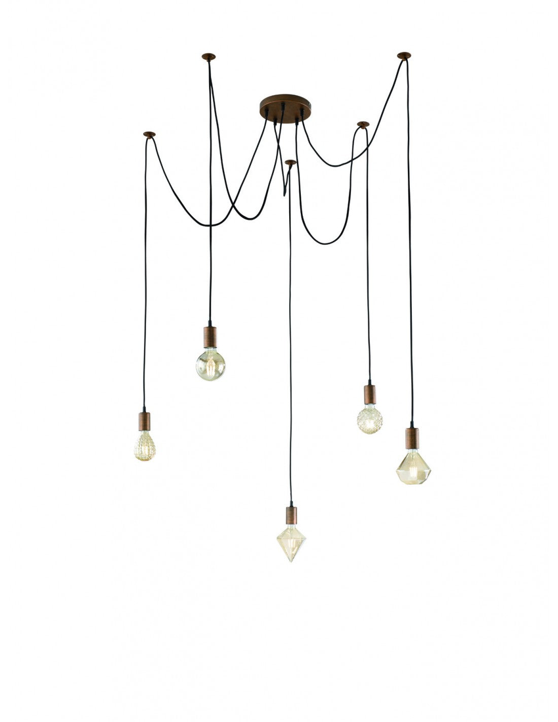 Cord Ragno Antique Cobre Suspensión 5xE27 Con Descentralización Trio Iluminación