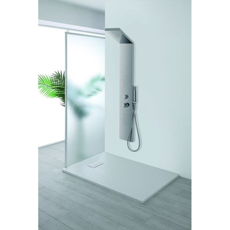 Columna de ducha de pared cuadrada de acero cepillado 150x20 cm