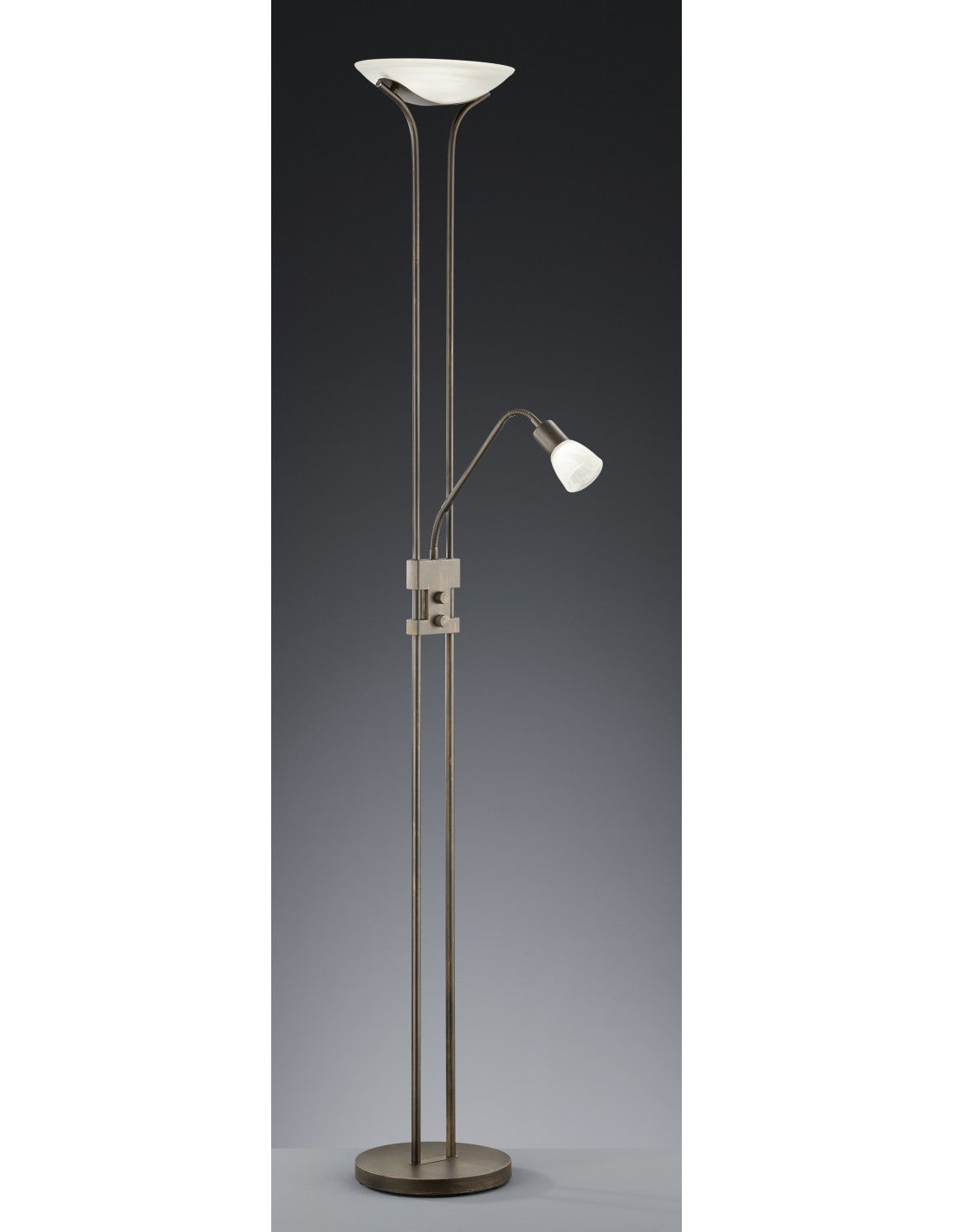 Lámpara de pie LED con foco de lectura regulable Santo II Ruggine Trio Lighting