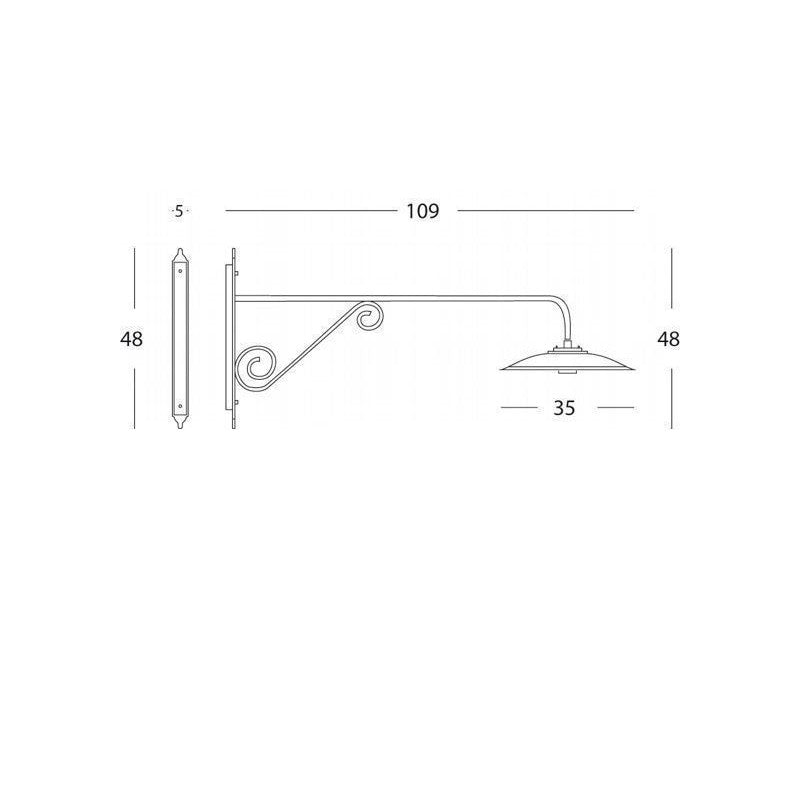 Aplique Long Large, línea grafito antiguo