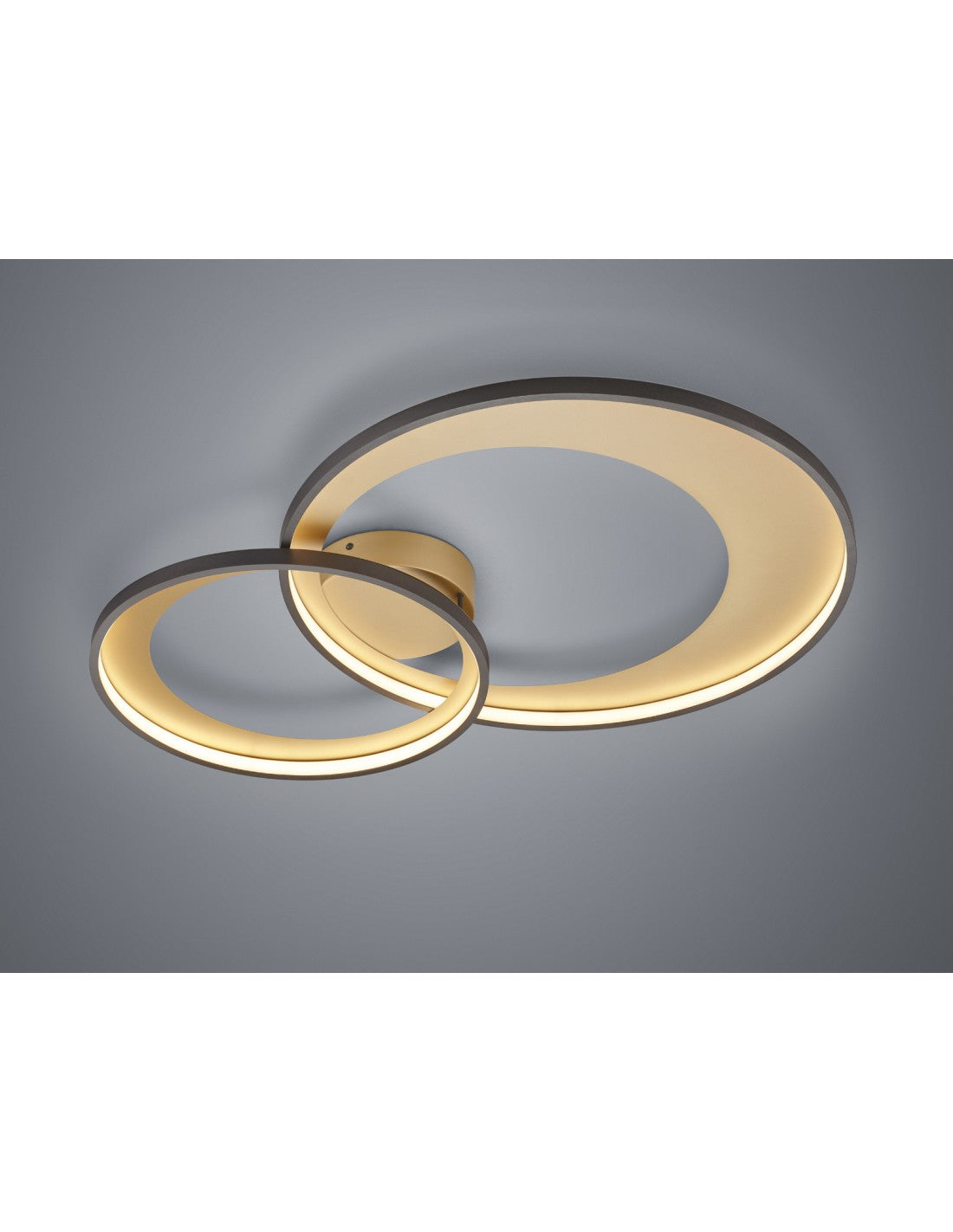 Lámpara de Techo Granada Doble Círculo Negro-Oro LED 36w Regulable L85 cm Trio Lighting