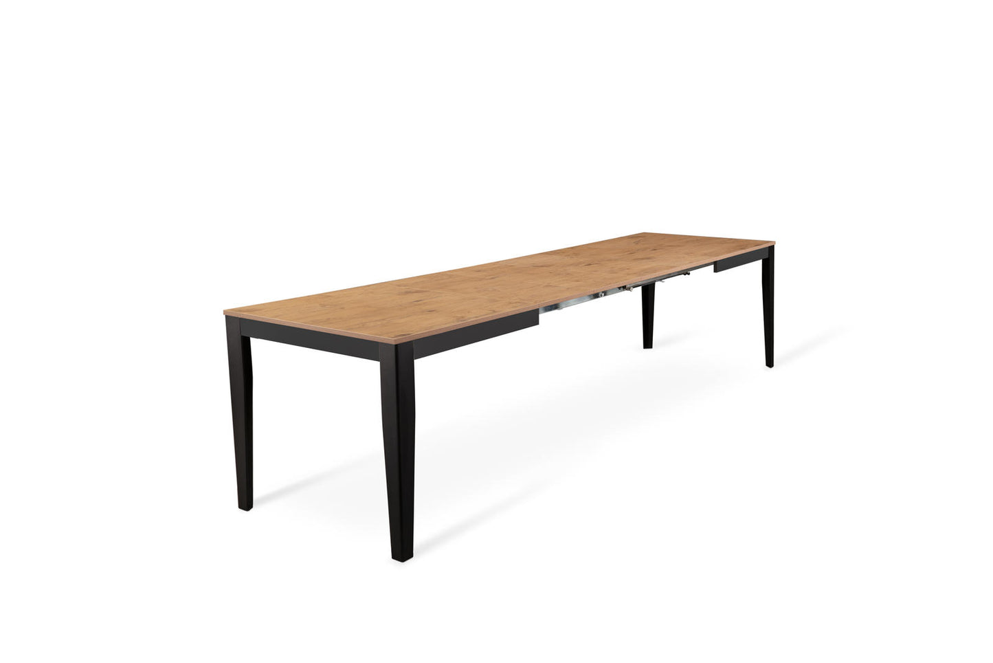 Mesa extensible roble-negro 90 cm x 156- 316 cm Alt. 76 cm