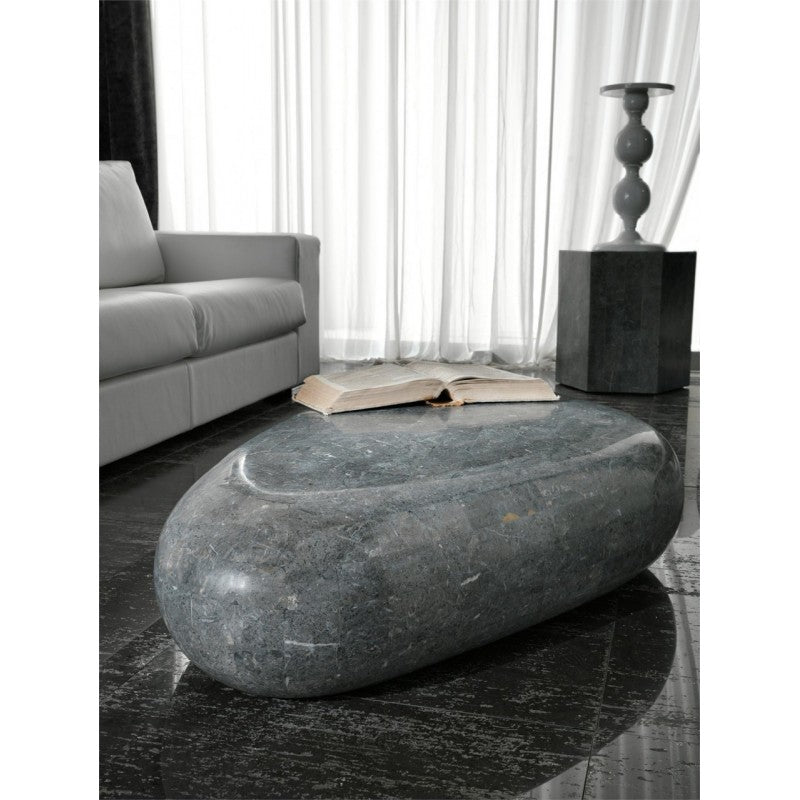 Mesa de centro moderna de piedra gris 52 x 98 xh 27 cm