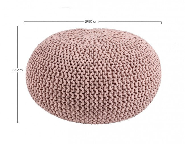 Diseño de mueble puf tejido rosa 80 cm