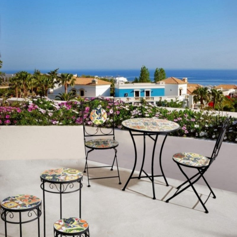 Silla de jardín exterior en acero con cerámica plegable