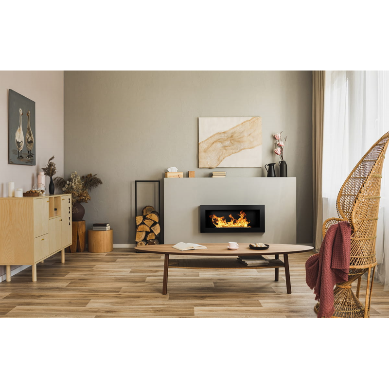 Chimenea de bioetanol empotrada o de pared Lucca Nero L 90 x P 12 x H 40