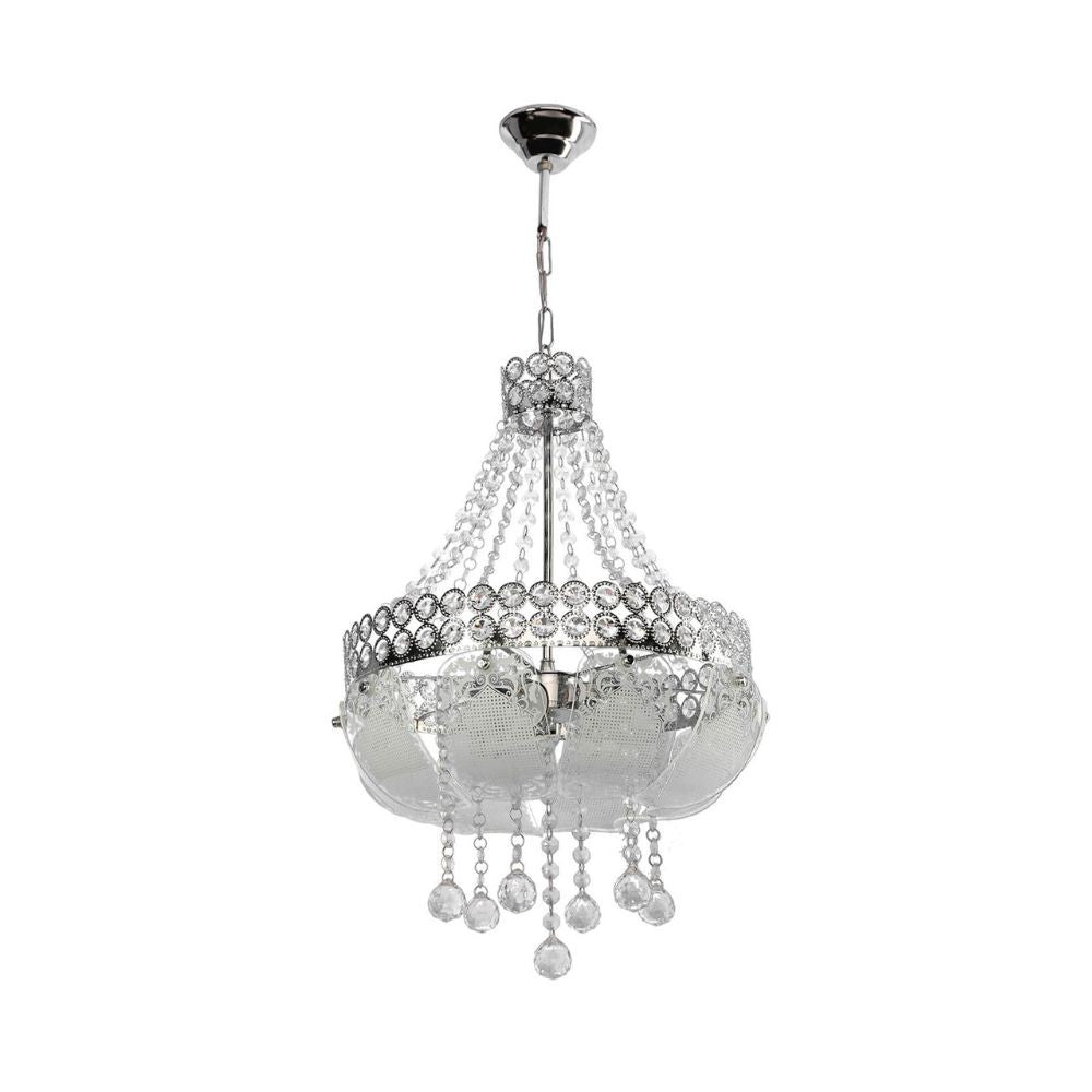 Lámpara de techo plateada Sare MDL3550 decorada con vidrio y piedras efecto cristal