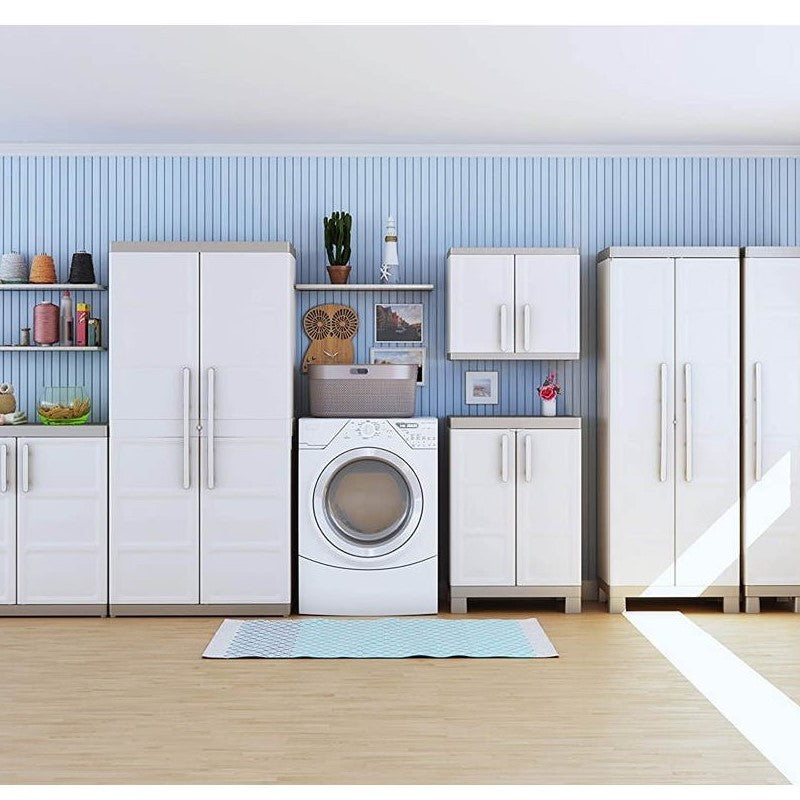 Armario multiusos con dos puertas y cuatro estantes Beige EXCELLENCE 89x54x h182 cm