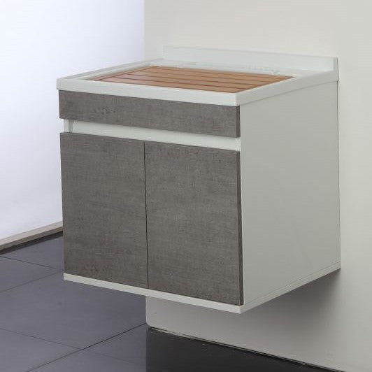 Fregadero suspendido con dos puertas Cemento 60x50x h61 cm