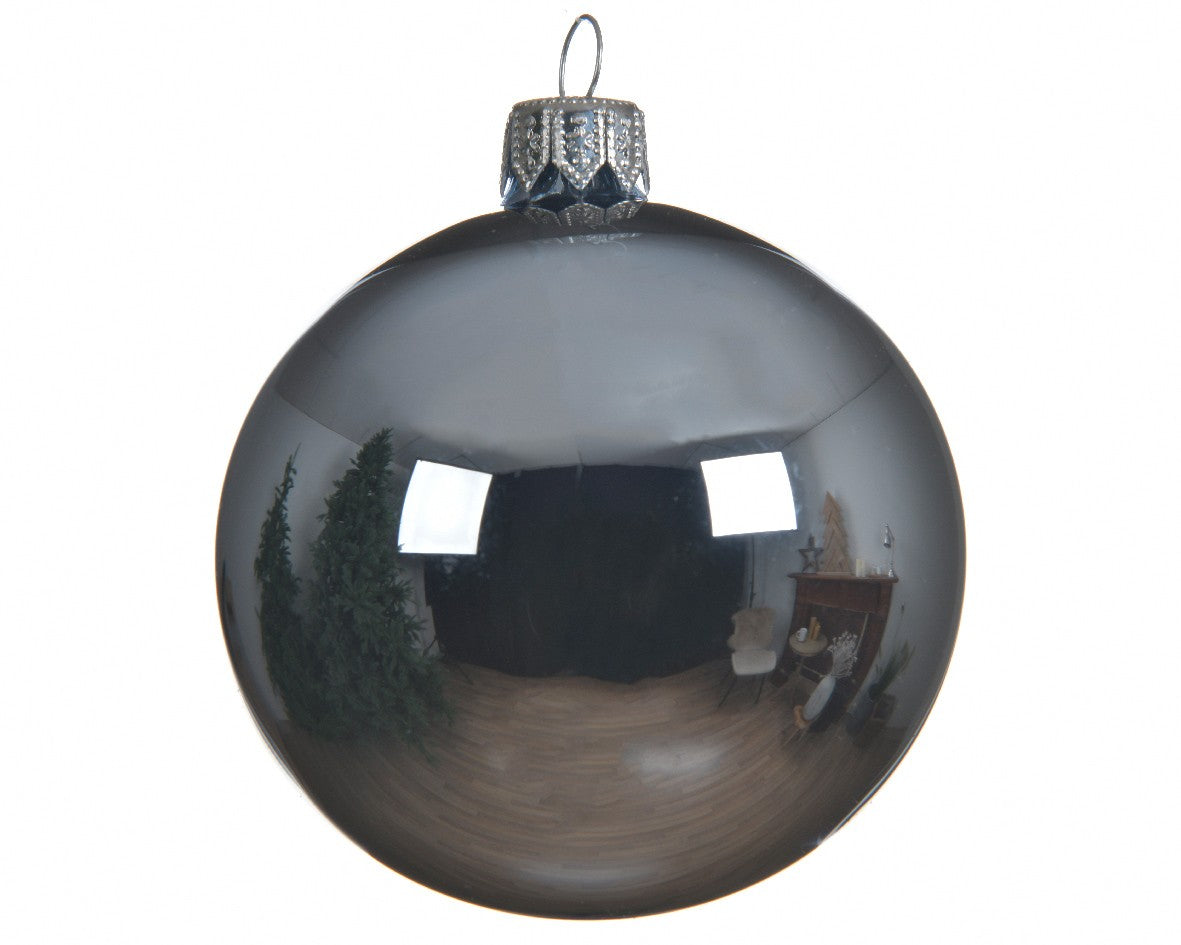 Adorno para árbol de Navidad, bola de cristal gris brillante, 6 cm