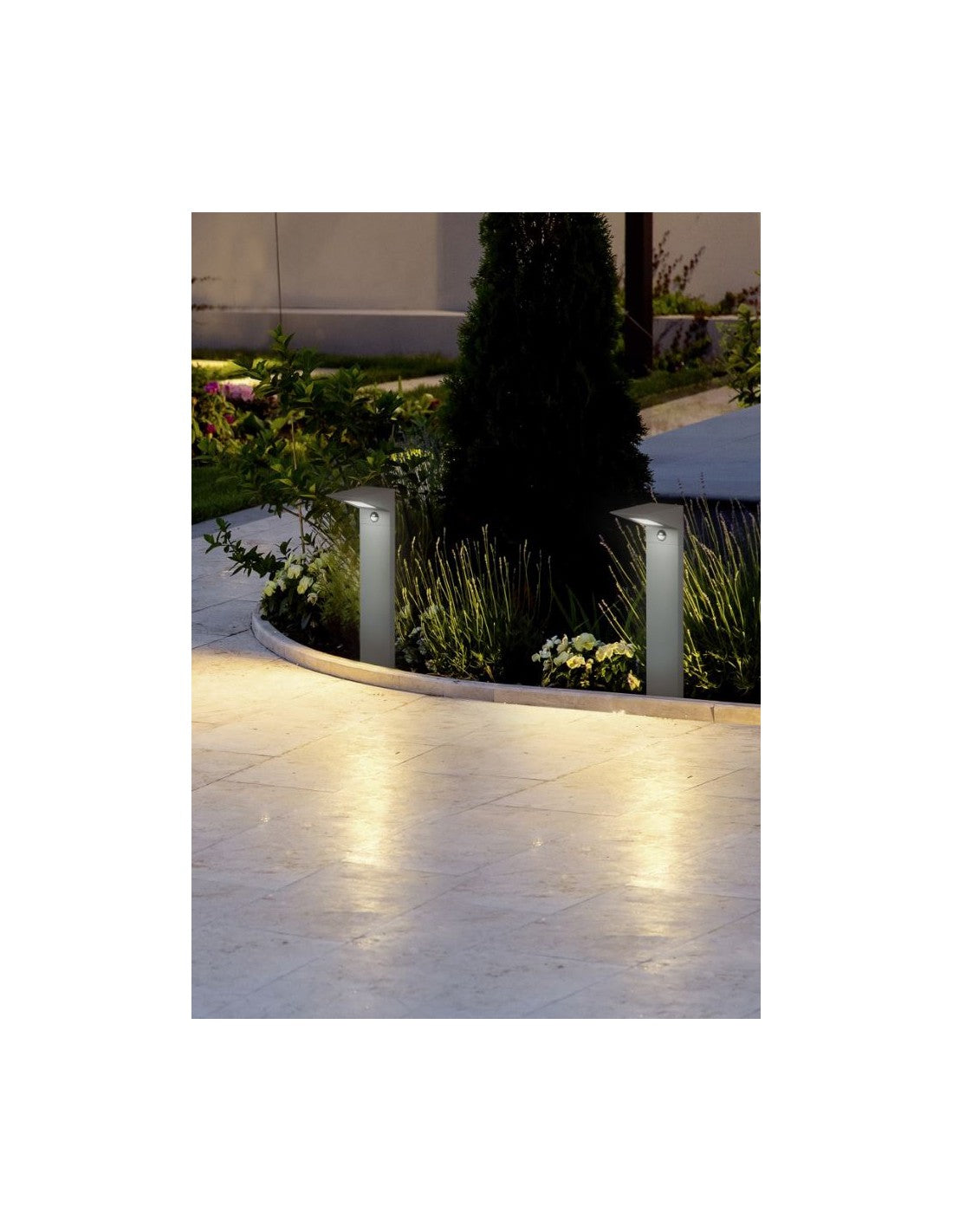 Bolardo al aire libre de aluminio LED de antracita IP54 con sensor de movimiento de iluminación Nelson Trio
