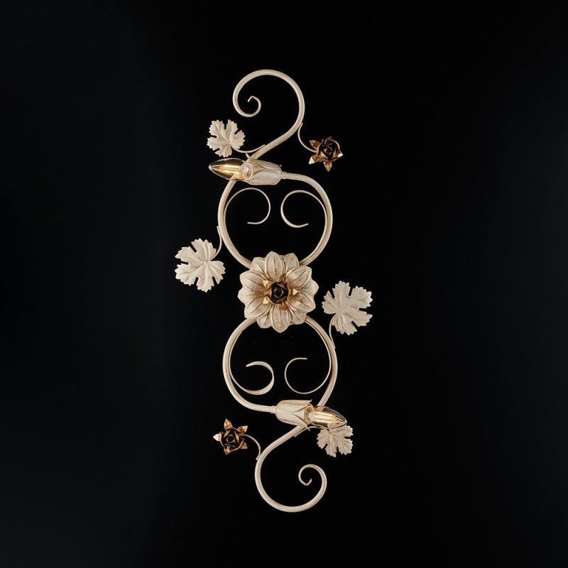 Lámpara de techo de hierro Marfil decapado Oro rosa dos luces 73x2x h17 cm