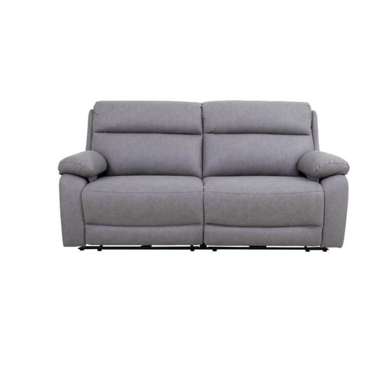 Maxi sofá 2 plazas Siviglia doble sillón reclinable eléctrico nobuk gris claro