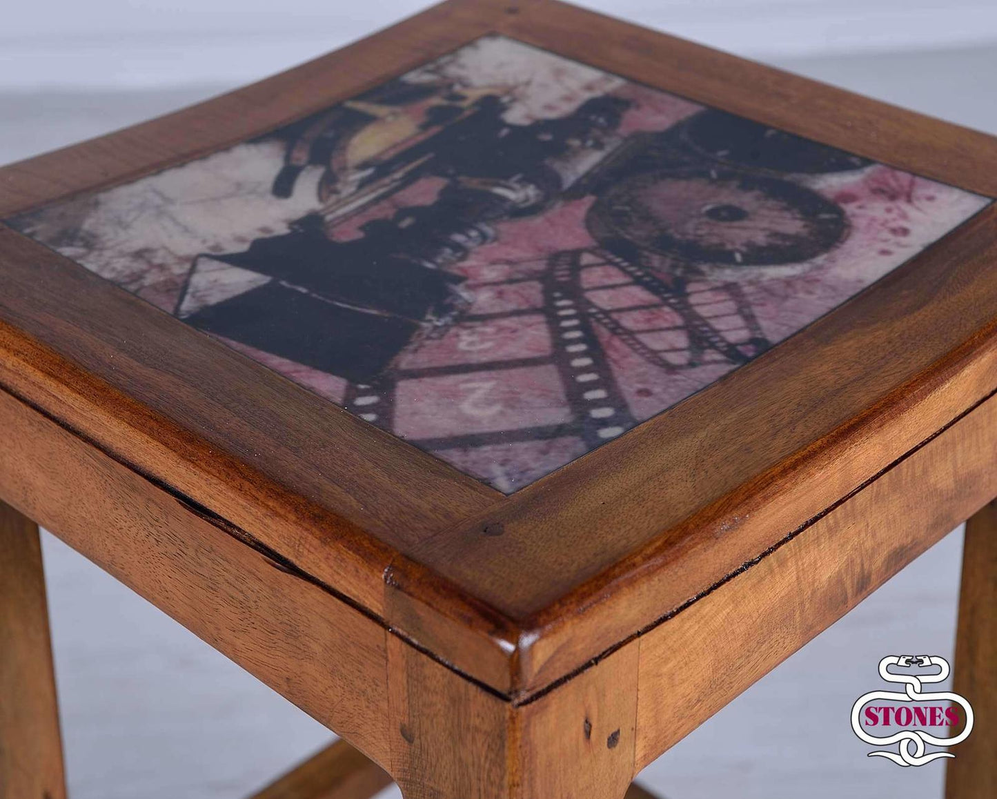 Taburete de madera multicolor 35x35x75h cm