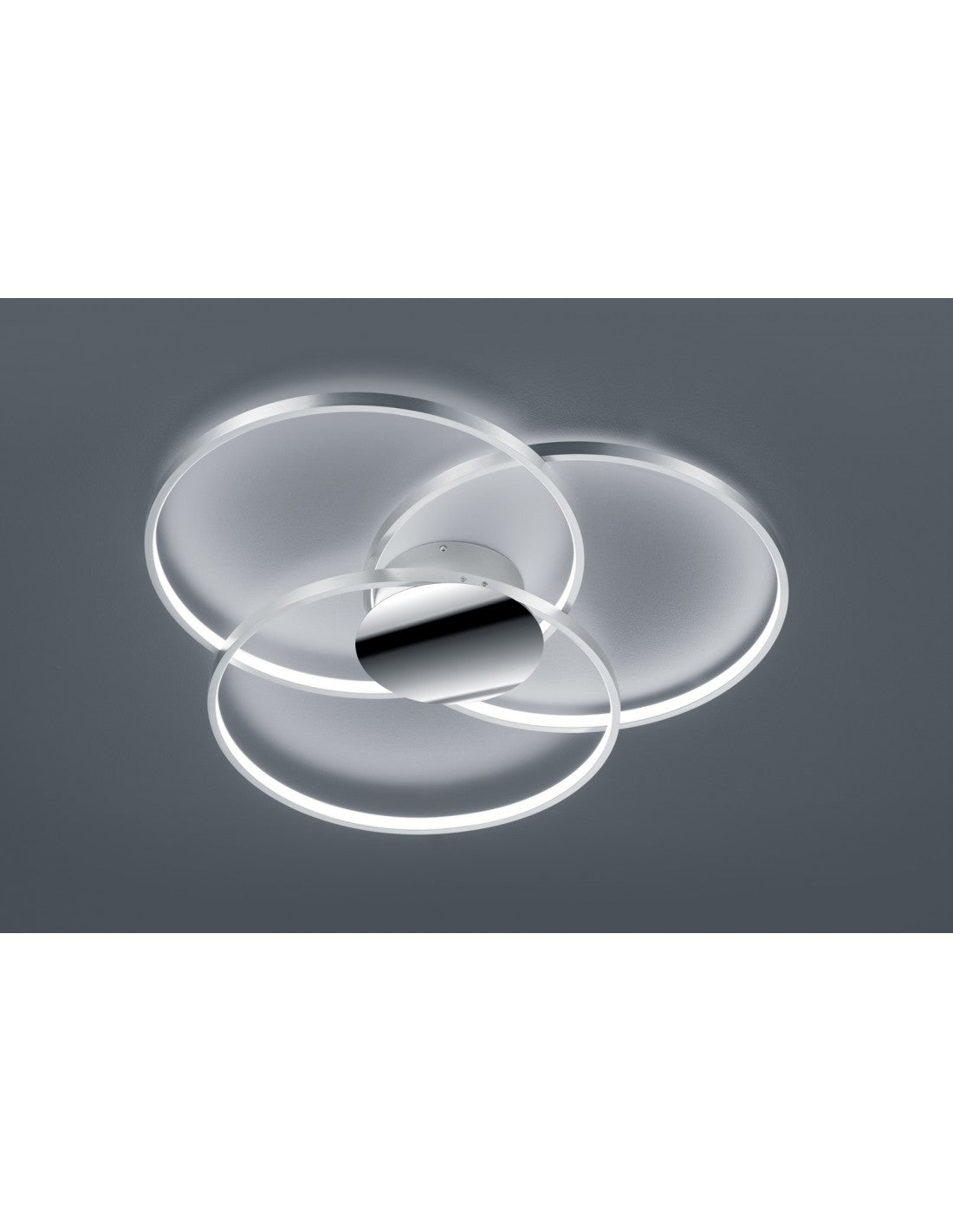 Lámpara de techo LED Sedona cromada 3 círculos regulable Ø80 cm Trio Lighting