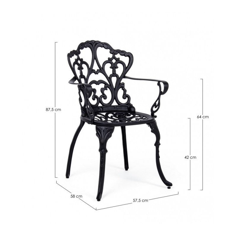 Silla Aluminio Antracita Barroco Exterior Cm 57,5X 58 X 87,5H