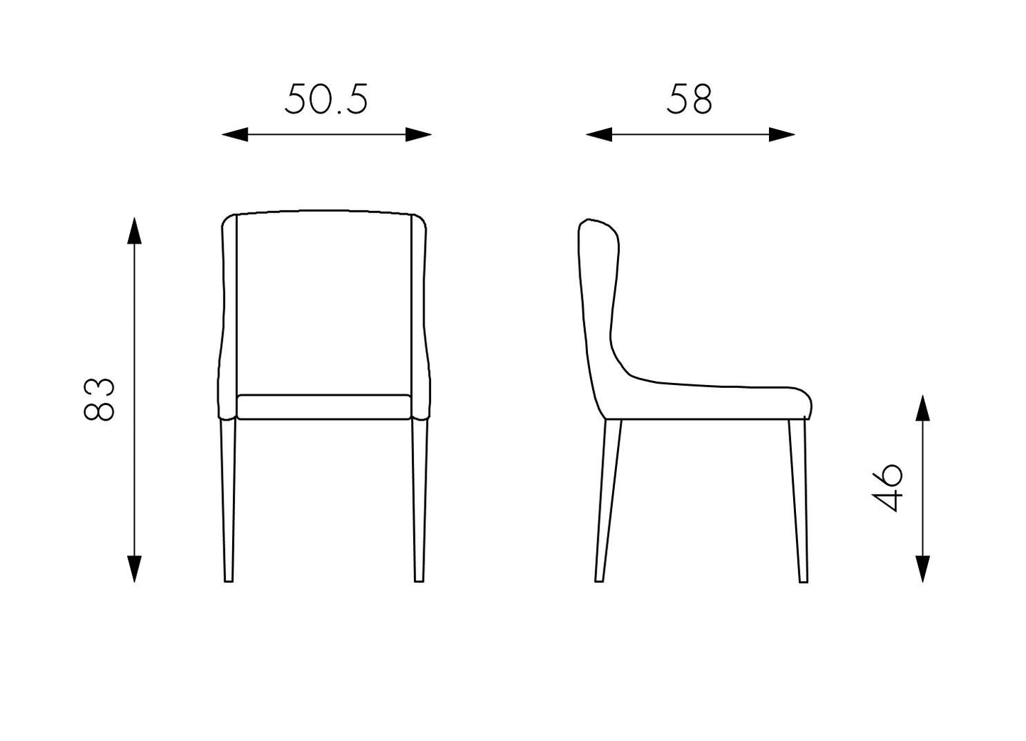 Silla de tela amarilla 58x50,5x83h cm