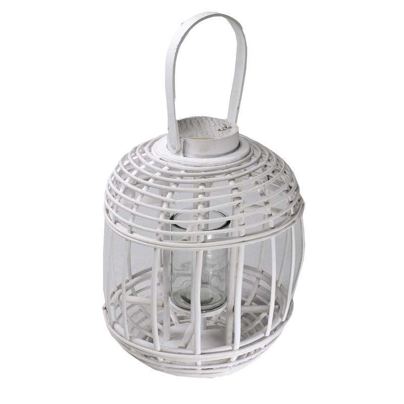 Farol de mimbre blanco