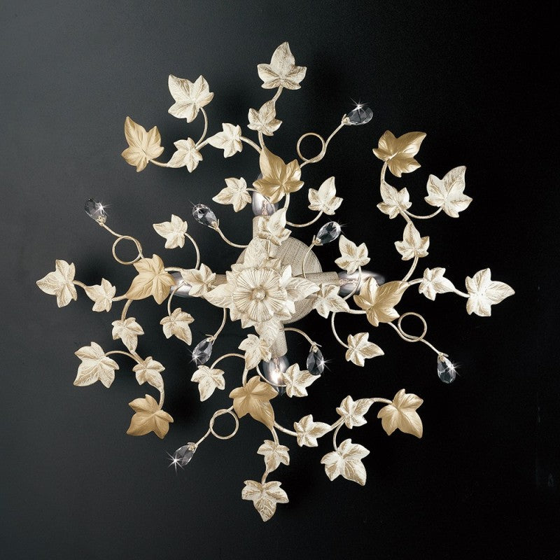 Lámpara de techo de hierro dorado claro marfil con cuatro luces 60x h22 cm ivy