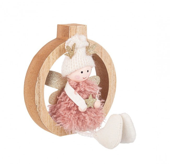 12x Decoración de esferas de ángel Maryl rosa