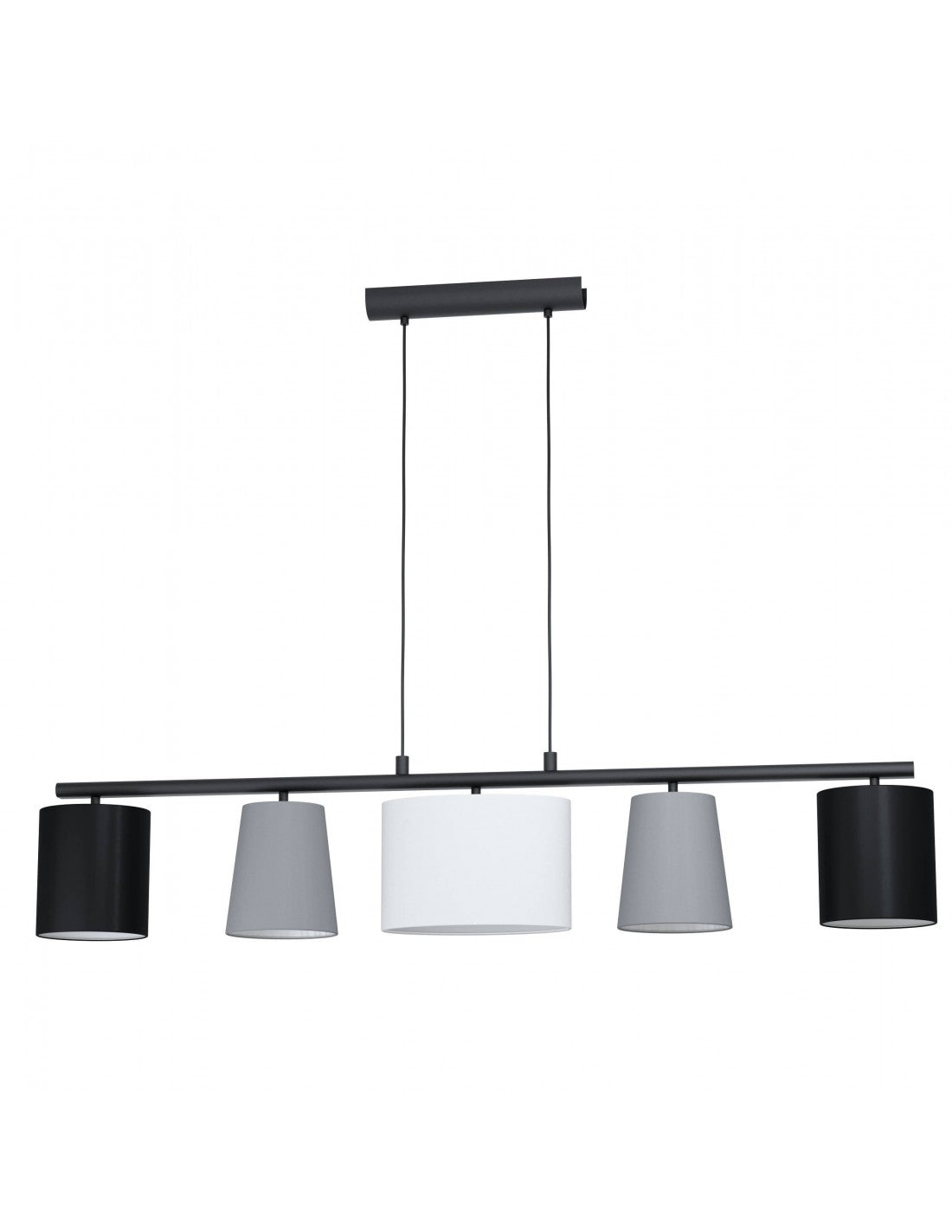 Lámpara de suspensión Almeida 5xE14 con pantalla de tela multicolor surtida de L120 cm Eglo