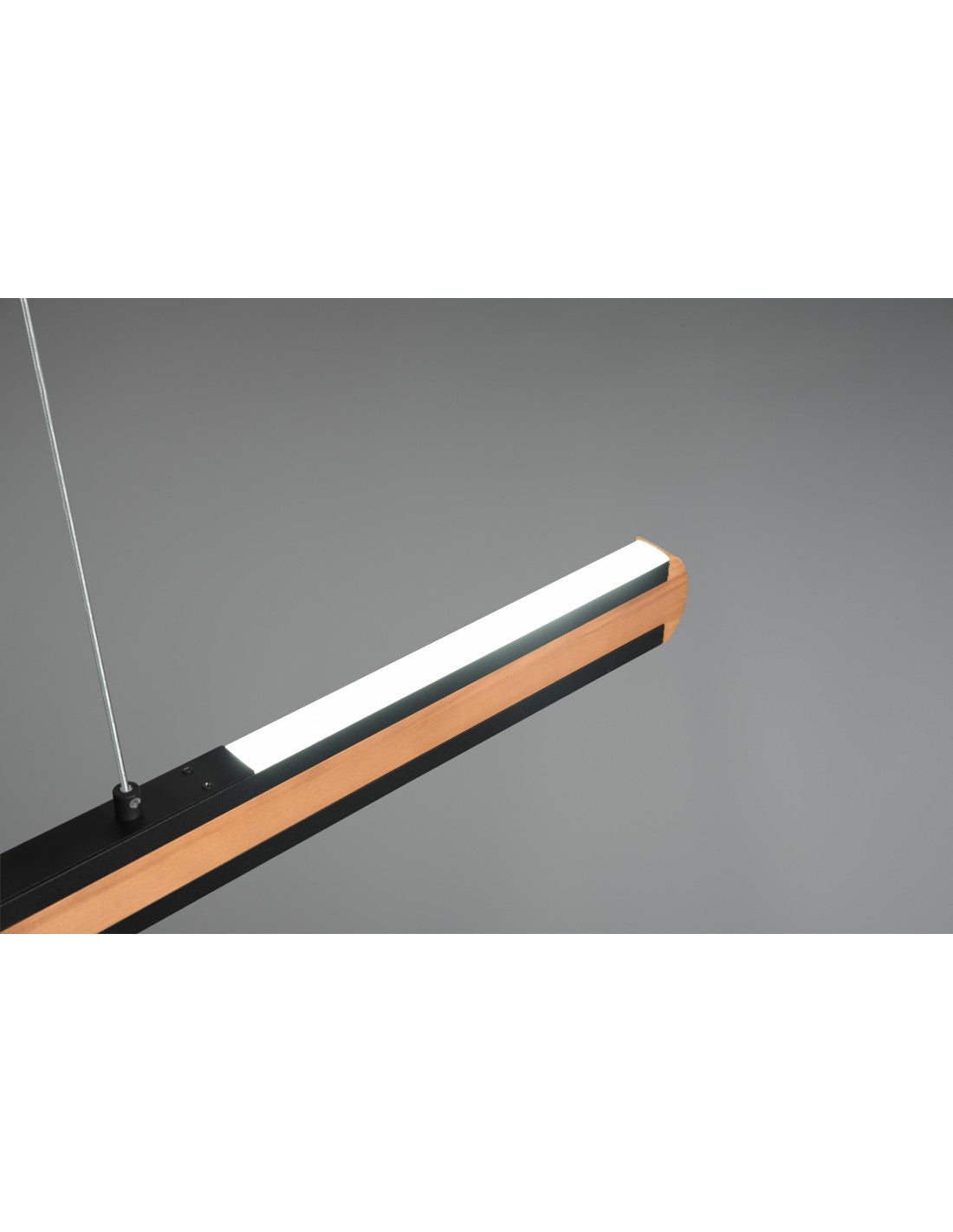 Lámpara de oficina de doble emisión, madera vintage y atenuador de metal negro, iluminación Deacon Trio