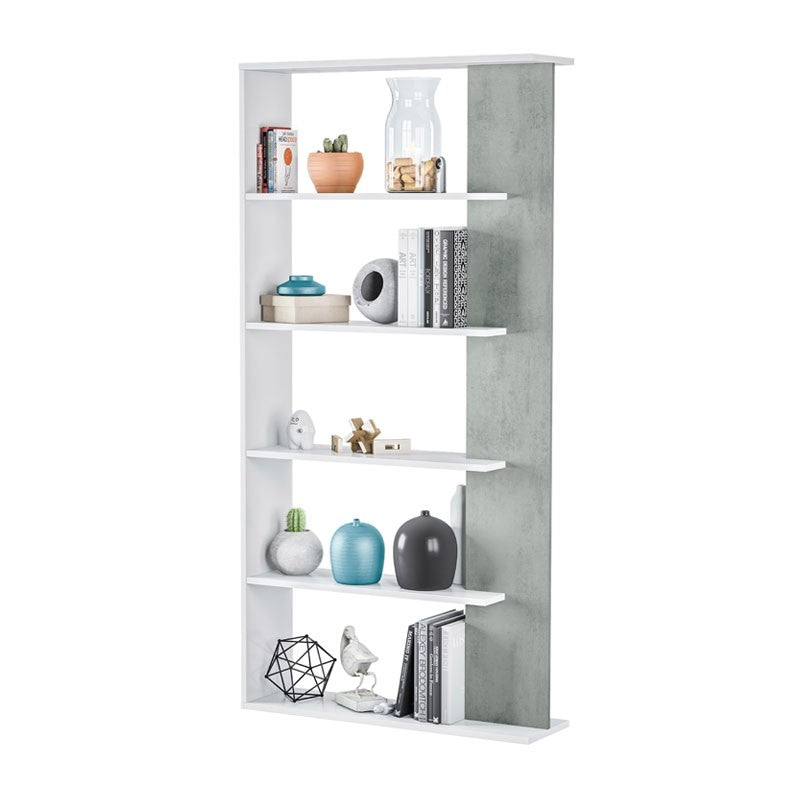 Librería abierta de diseño blanco cemento 90 x 25 x 180 h cm