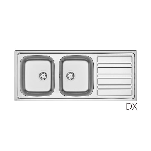 Fregadero encastrable de acero inoxidable LS06 120x50 cm con escurridor derecho