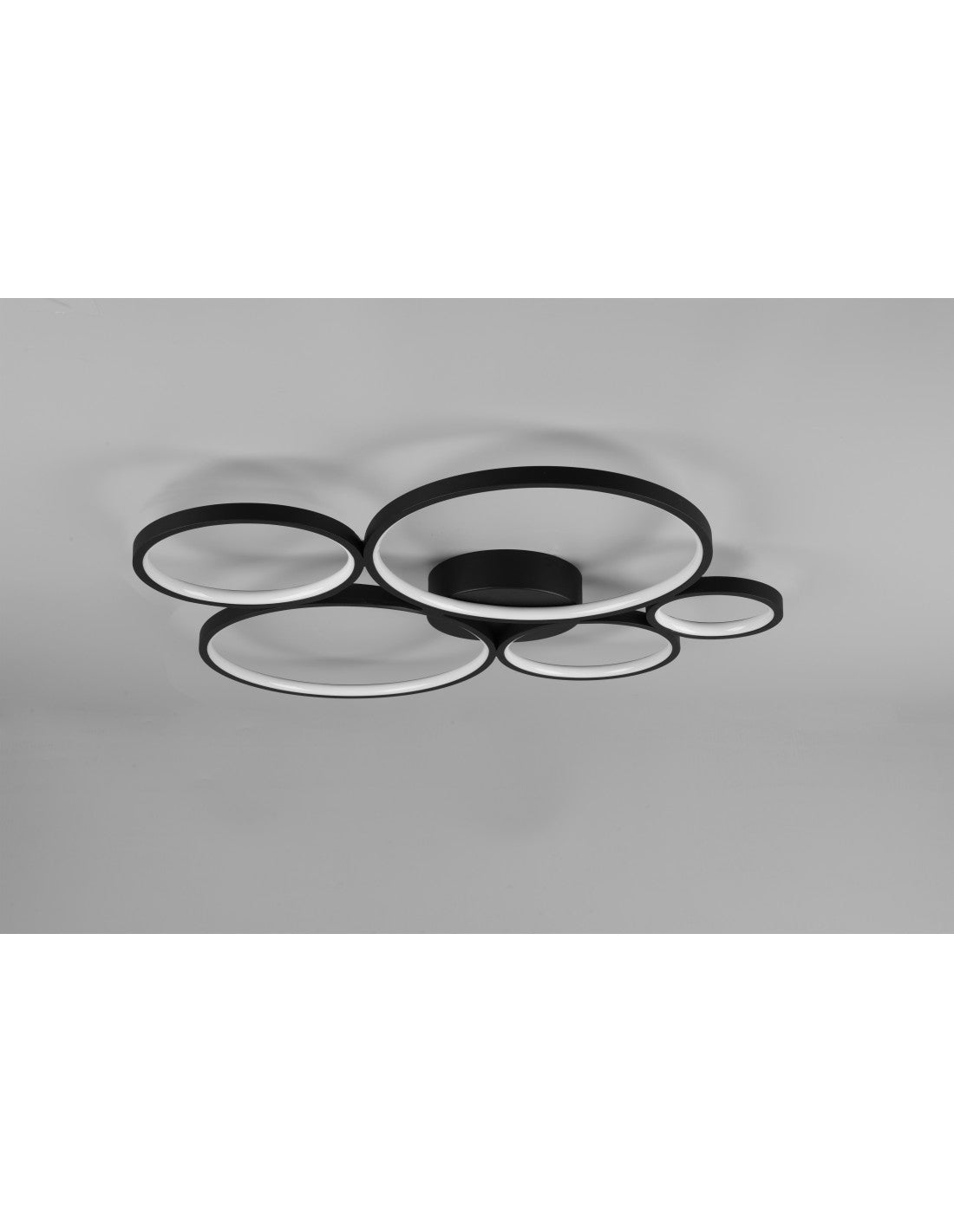 Lámpara de techo Rondo 5 círculos LED regulables negro L 59 cm Trio Lighting