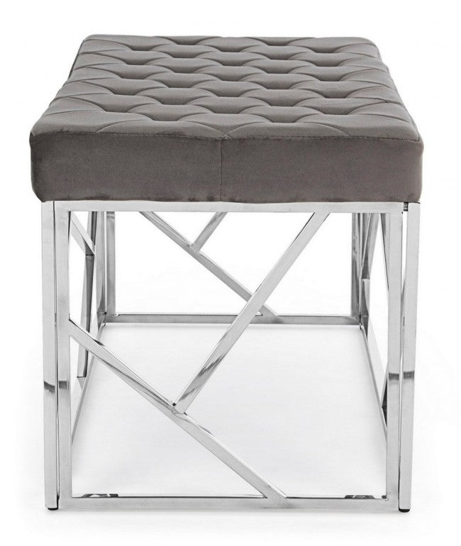 Banco Rayan de terciopelo gris 97x44 cm