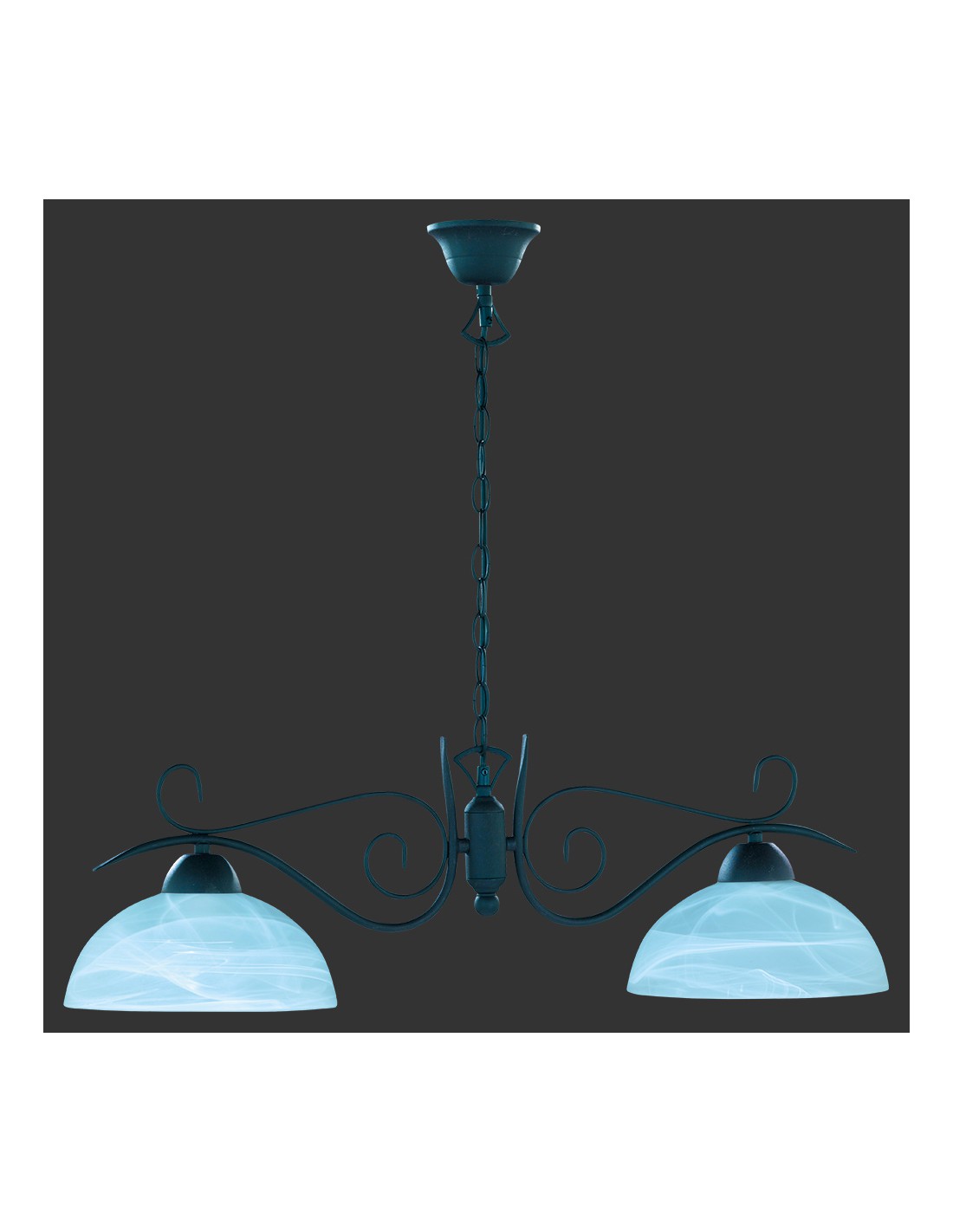 Lámpara colgante rústica de cristal de alabastro, color óxido, 2xE27, largo 82 cm, Trio Lighting