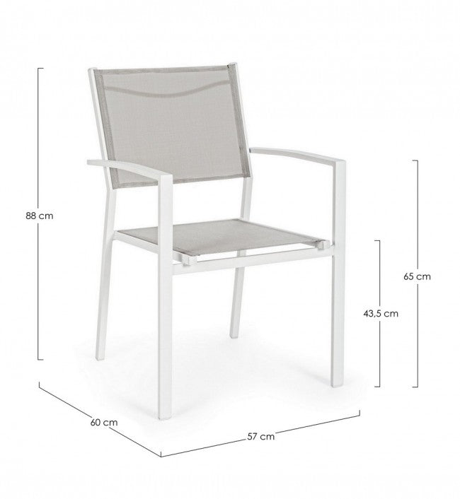 Silla Hilde Cloud blanca con reposabrazos de aluminio