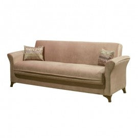 Sofá cama de tres plazas con contenedor BUKET en tejido Beige 217x86x h85 cm