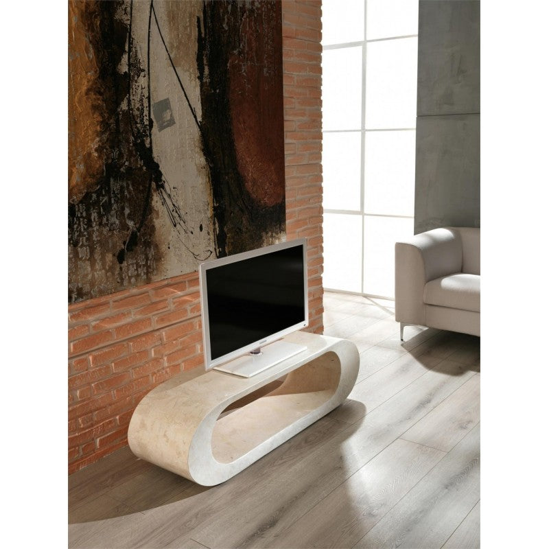 Mesa auxiliar para TV moderna de piedra beige 130 x 35 x h 35 cm
