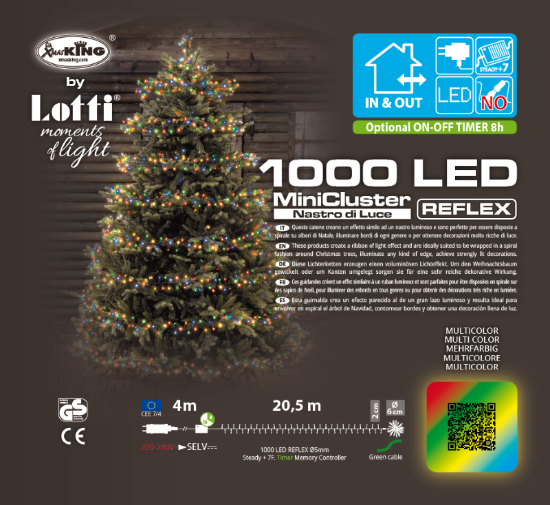 MiniCluster ø6cm 1000 LED multicolores 20,5m